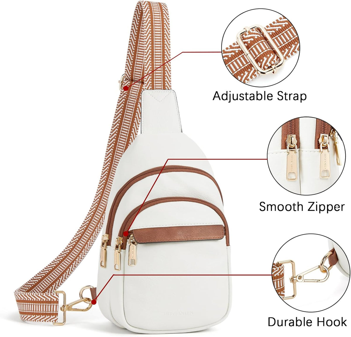 Sling Bag for Women Leather Crossbody Bags Fanny Pack Chest Bag for Travel