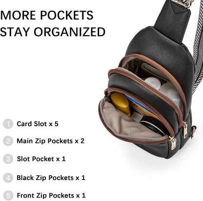 Sling Bag for Women Leather Crossbody Bags Fanny Pack Chest Bag for Travel