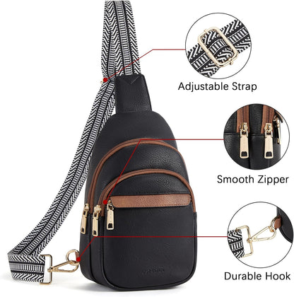 Sling Bag for Women Leather Crossbody Bags Fanny Pack Chest Bag for Travel