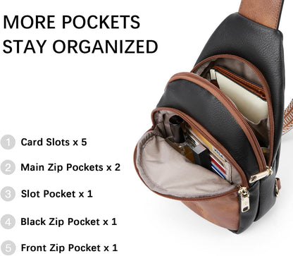 Sling Bag for Women Leather Crossbody Bags Fanny Pack Chest Bag for Travel