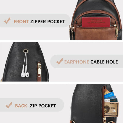 Sling Bag for Women Leather Crossbody Bags Fanny Pack Chest Bag for Travel