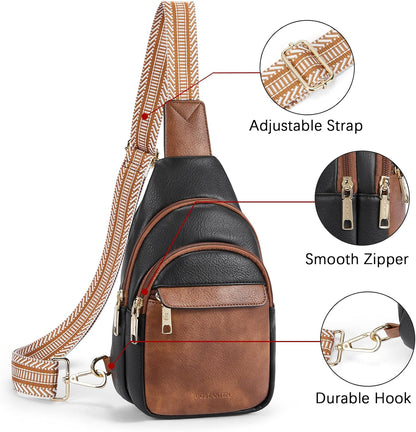 Sling Bag for Women Leather Crossbody Bags Fanny Pack Chest Bag for Travel