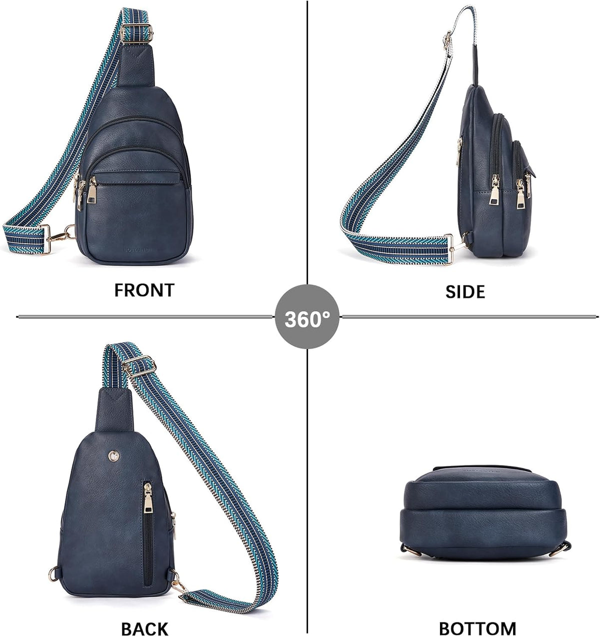 Sling Bag for Women Leather Crossbody Bags Fanny Pack Chest Bag for Travel