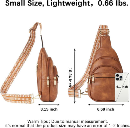 Sling Bag for Women Leather Crossbody Bags Fanny Pack Chest Bag for Travel