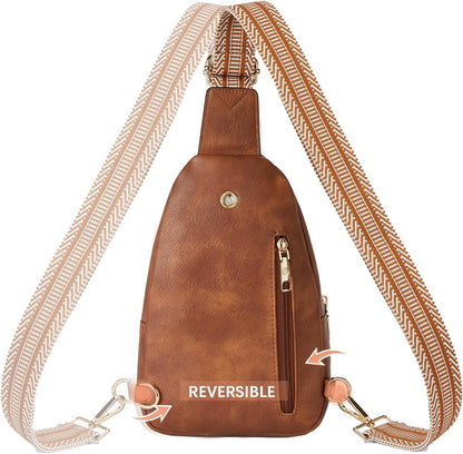 Sling Bag for Women Leather Crossbody Bags Fanny Pack Chest Bag for Travel