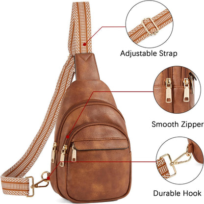Sling Bag for Women Leather Crossbody Bags Fanny Pack Chest Bag for Travel
