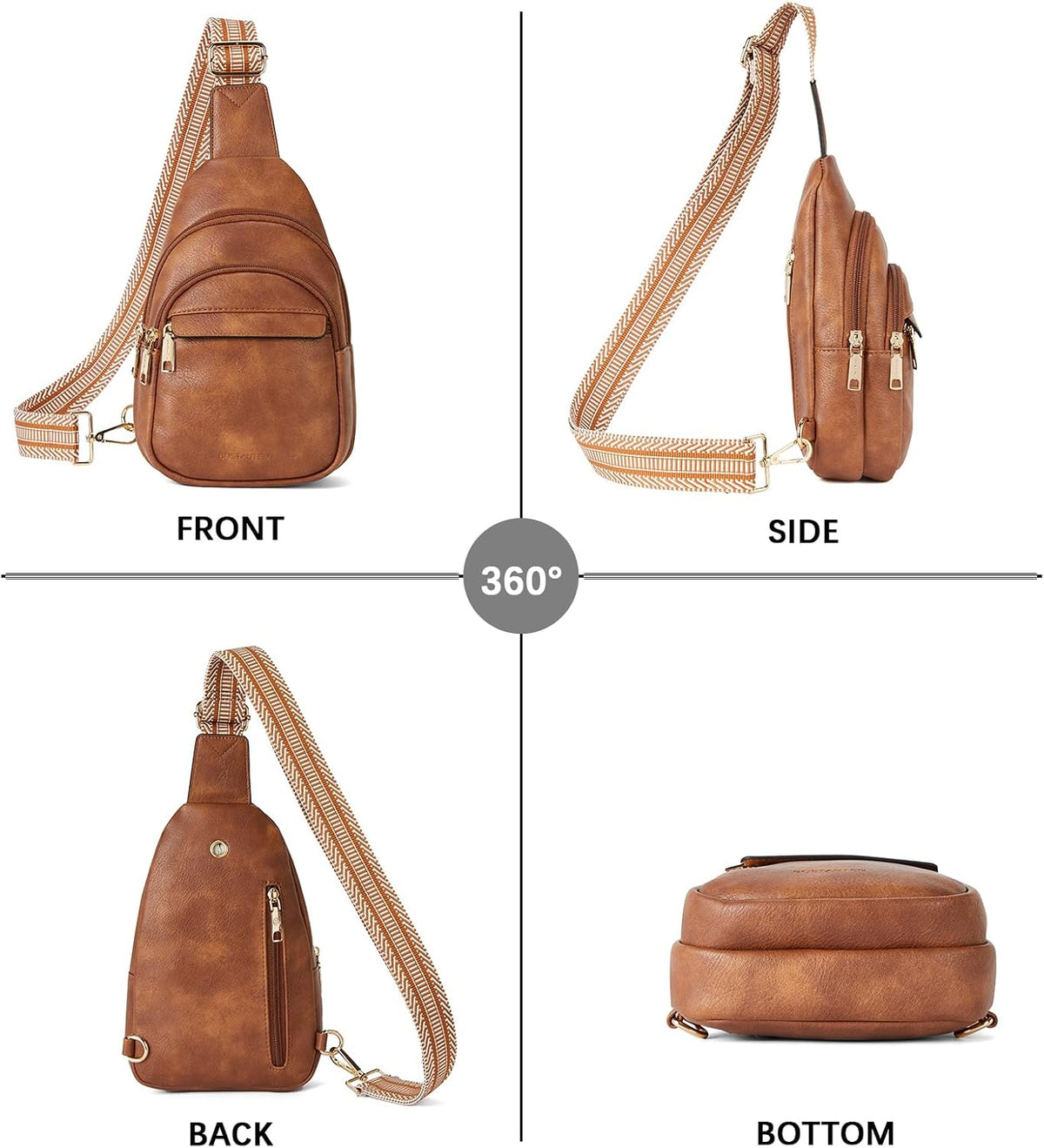 Sling Bag for Women Leather Crossbody Bags Fanny Pack Chest Bag for Travel