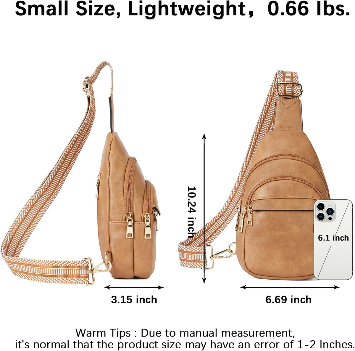 Sling Bag for Women Leather Crossbody Bags Fanny Pack Chest Bag for Travel