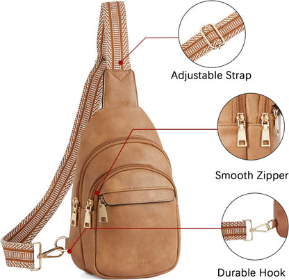 Sling Bag for Women Leather Crossbody Bags Fanny Pack Chest Bag for Travel