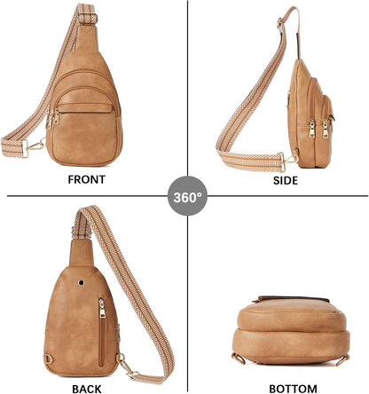 Sling Bag for Women Leather Crossbody Bags Fanny Pack Chest Bag for Travel