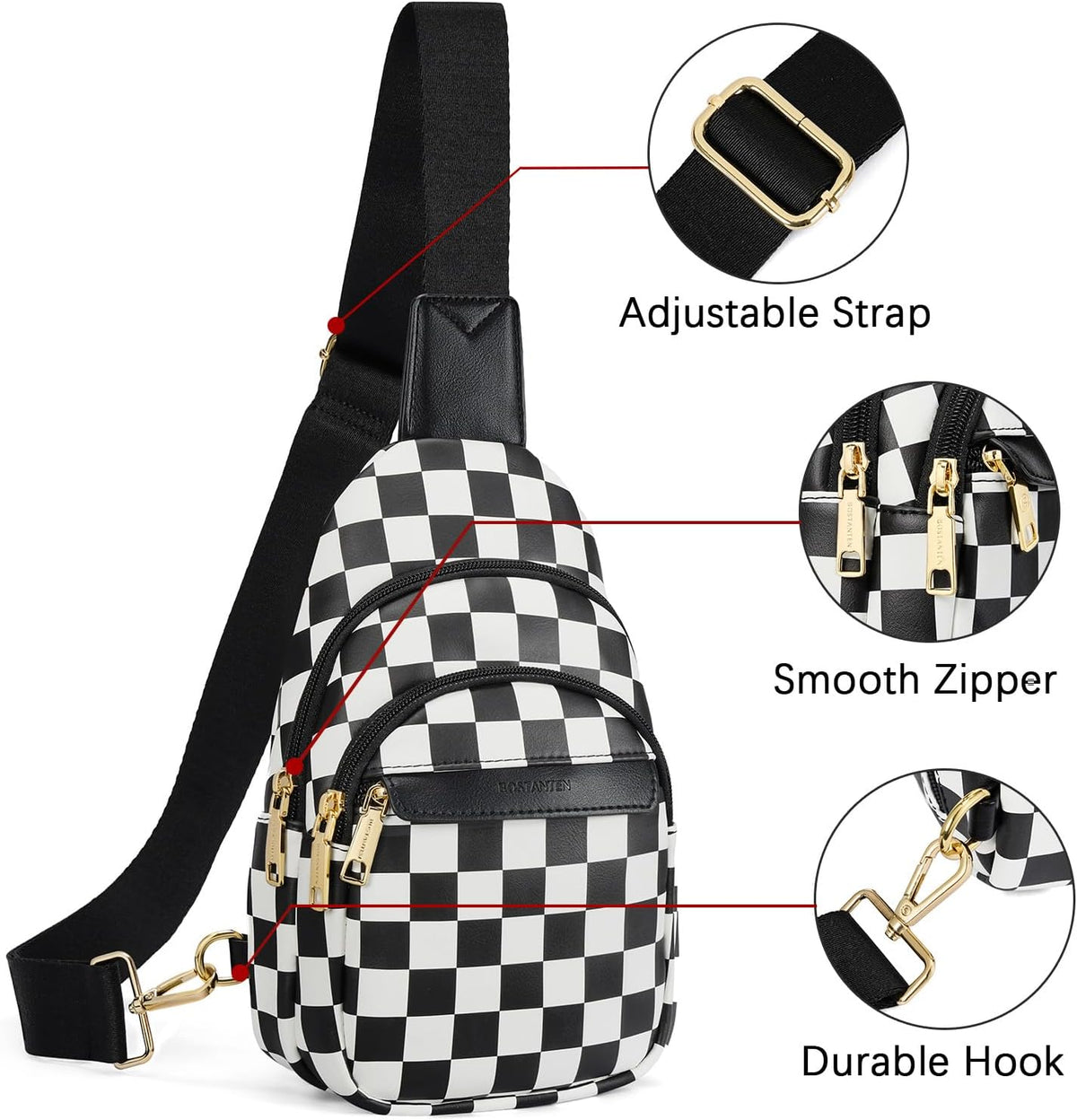 Sling Bag for Women Leather Crossbody Bags Fanny Pack Chest Bag for Travel