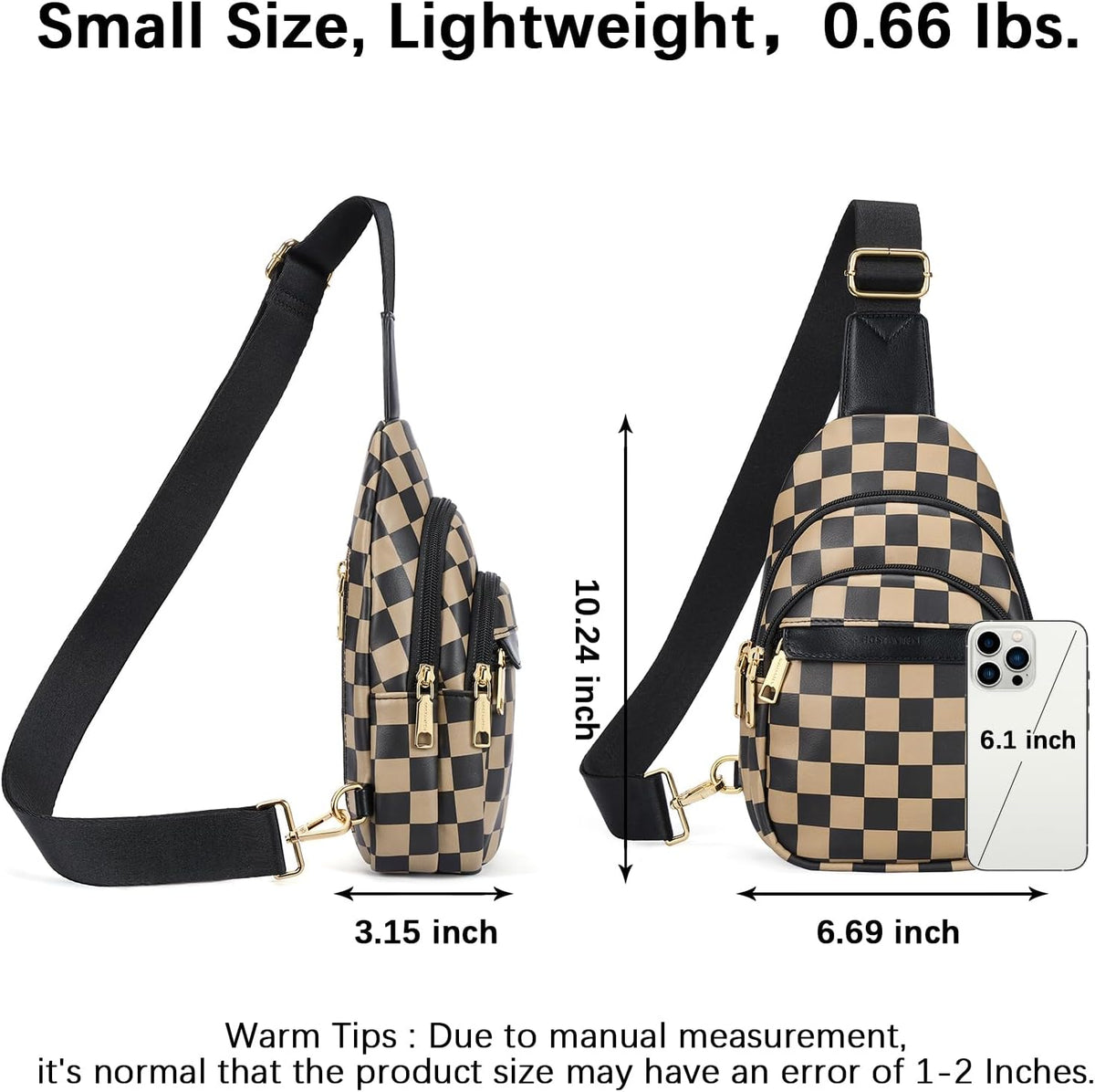 Sling Bag for Women Leather Crossbody Bags Fanny Pack Chest Bag for Travel