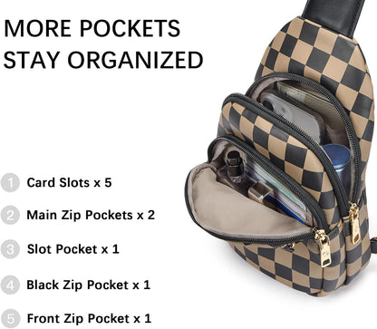 Sling Bag for Women Leather Crossbody Bags Fanny Pack Chest Bag for Travel
