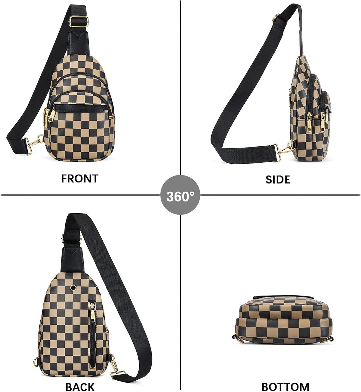 Sling Bag for Women Leather Crossbody Bags Fanny Pack Chest Bag for Travel
