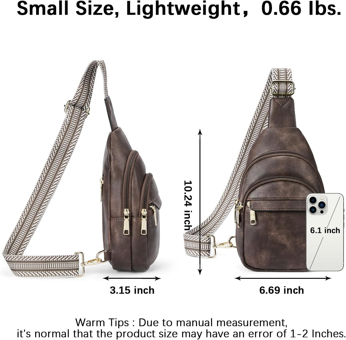Sling Bag for Women Leather Crossbody Bags Fanny Pack Chest Bag for Travel