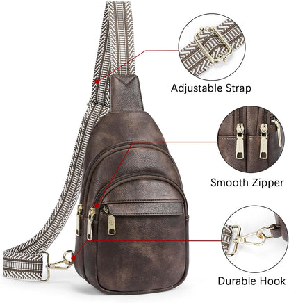 Sling Bag for Women Leather Crossbody Bags Fanny Pack Chest Bag for Travel