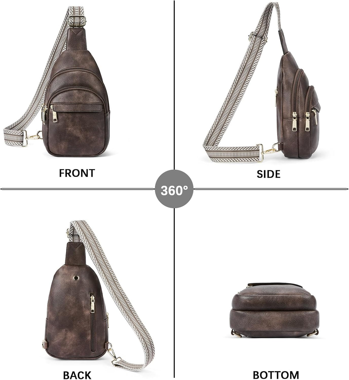 Sling Bag for Women Leather Crossbody Bags Fanny Pack Chest Bag for Travel