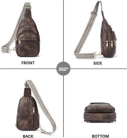 Sling Bag for Women Leather Crossbody Bags Fanny Pack Chest Bag for Travel