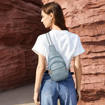 Sling Bag for Women Leather Crossbody Bags Fanny Pack Chest Bag for Travel