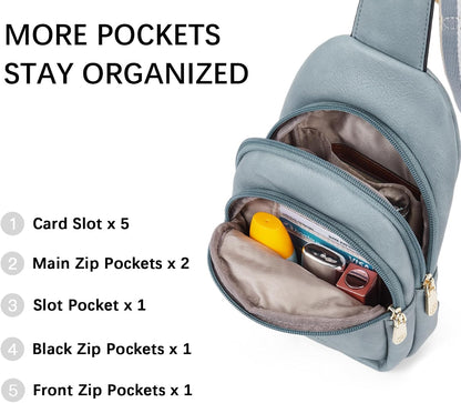 Sling Bag for Women Leather Crossbody Bags Fanny Pack Chest Bag for Travel