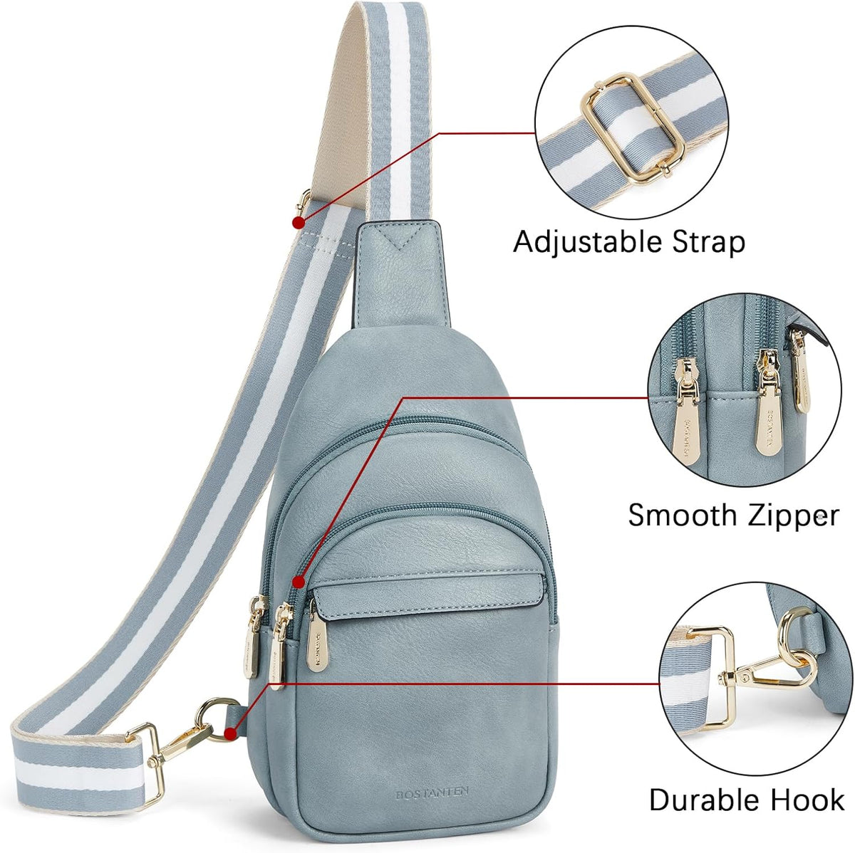 Sling Bag for Women Leather Crossbody Bags Fanny Pack Chest Bag for Travel