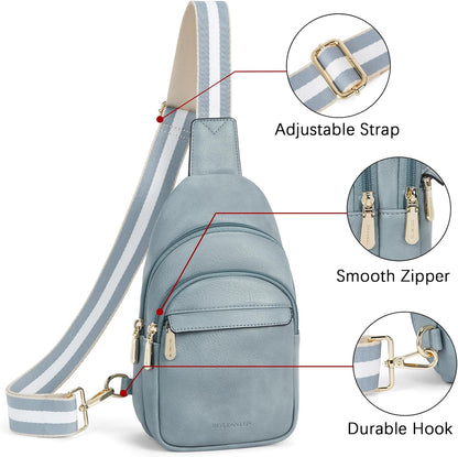 Sling Bag for Women Leather Crossbody Bags Fanny Pack Chest Bag for Travel