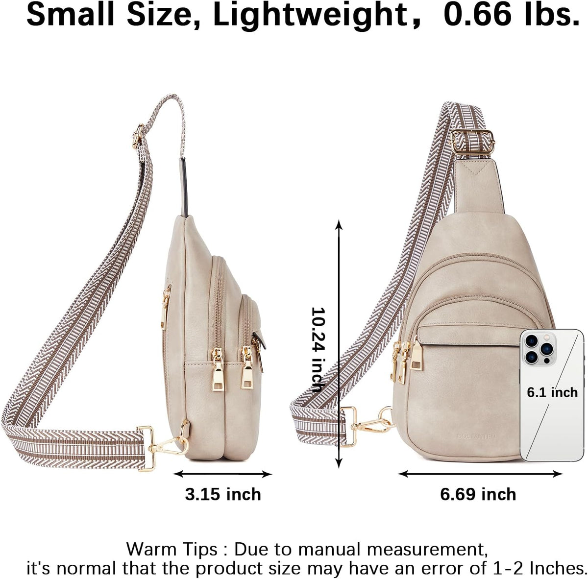 Sling Bag for Women Leather Crossbody Bags Fanny Pack Chest Bag for Travel