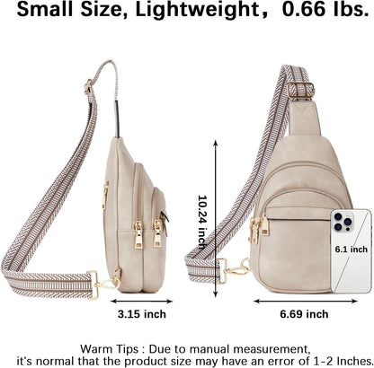 Sling Bag for Women Leather Crossbody Bags Fanny Pack Chest Bag for Travel