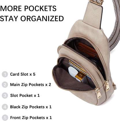 Sling Bag for Women Leather Crossbody Bags Fanny Pack Chest Bag for Travel