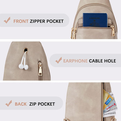 Sling Bag for Women Leather Crossbody Bags Fanny Pack Chest Bag for Travel
