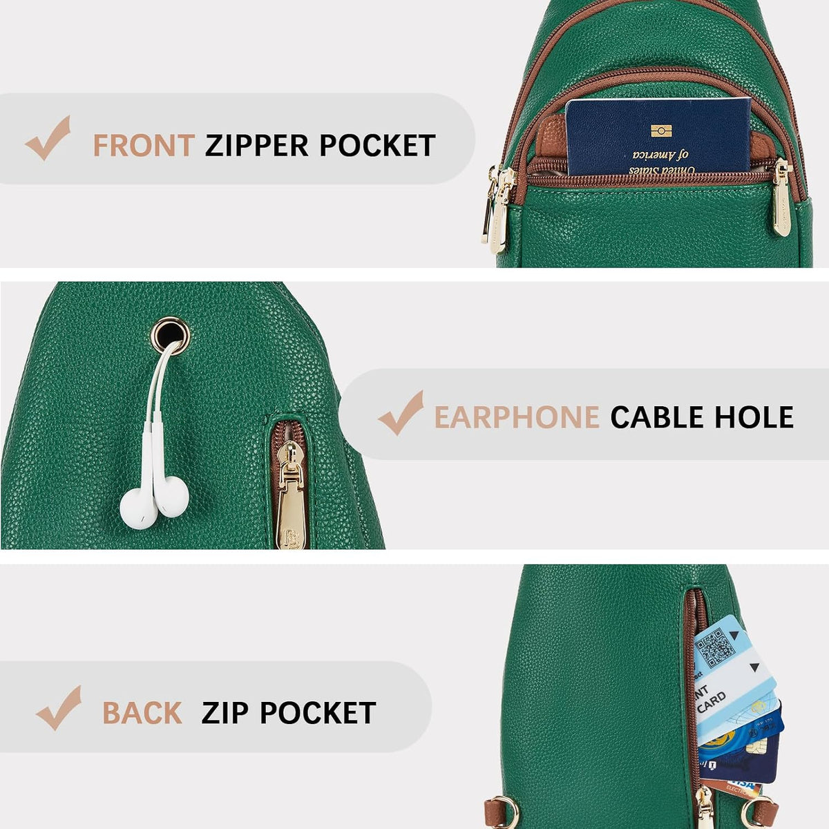 Sling Bag for Women Leather Crossbody Bags Fanny Pack Chest Bag for Travel