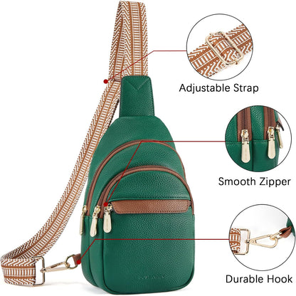 Sling Bag for Women Leather Crossbody Bags Fanny Pack Chest Bag for Travel