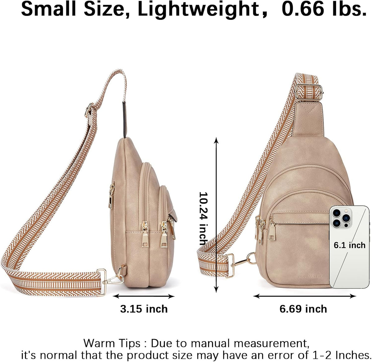 Sling Bag for Women Leather Crossbody Bags Fanny Pack Chest Bag for Travel