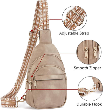 Sling Bag for Women Leather Crossbody Bags Fanny Pack Chest Bag for Travel