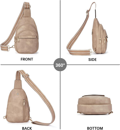 Sling Bag for Women Leather Crossbody Bags Fanny Pack Chest Bag for Travel