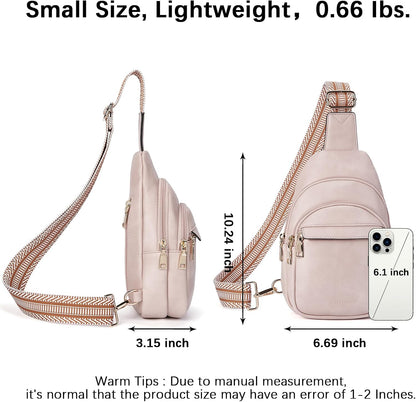 Sling Bag for Women Leather Crossbody Bags Fanny Pack Chest Bag for Travel