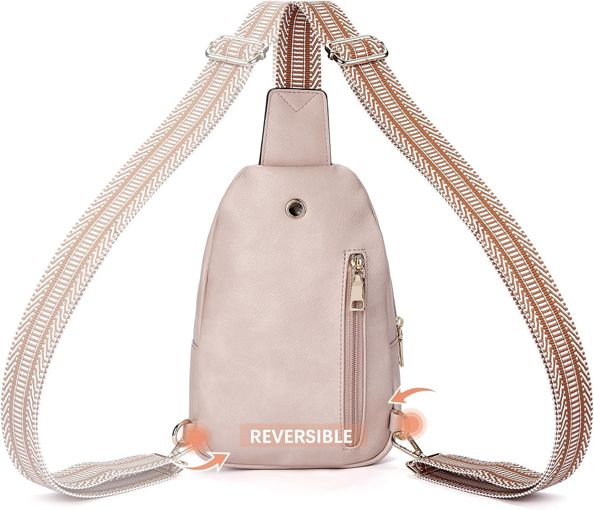 Sling Bag for Women Leather Crossbody Bags Fanny Pack Chest Bag for Travel