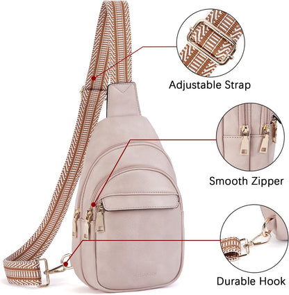 Sling Bag for Women Leather Crossbody Bags Fanny Pack Chest Bag for Travel