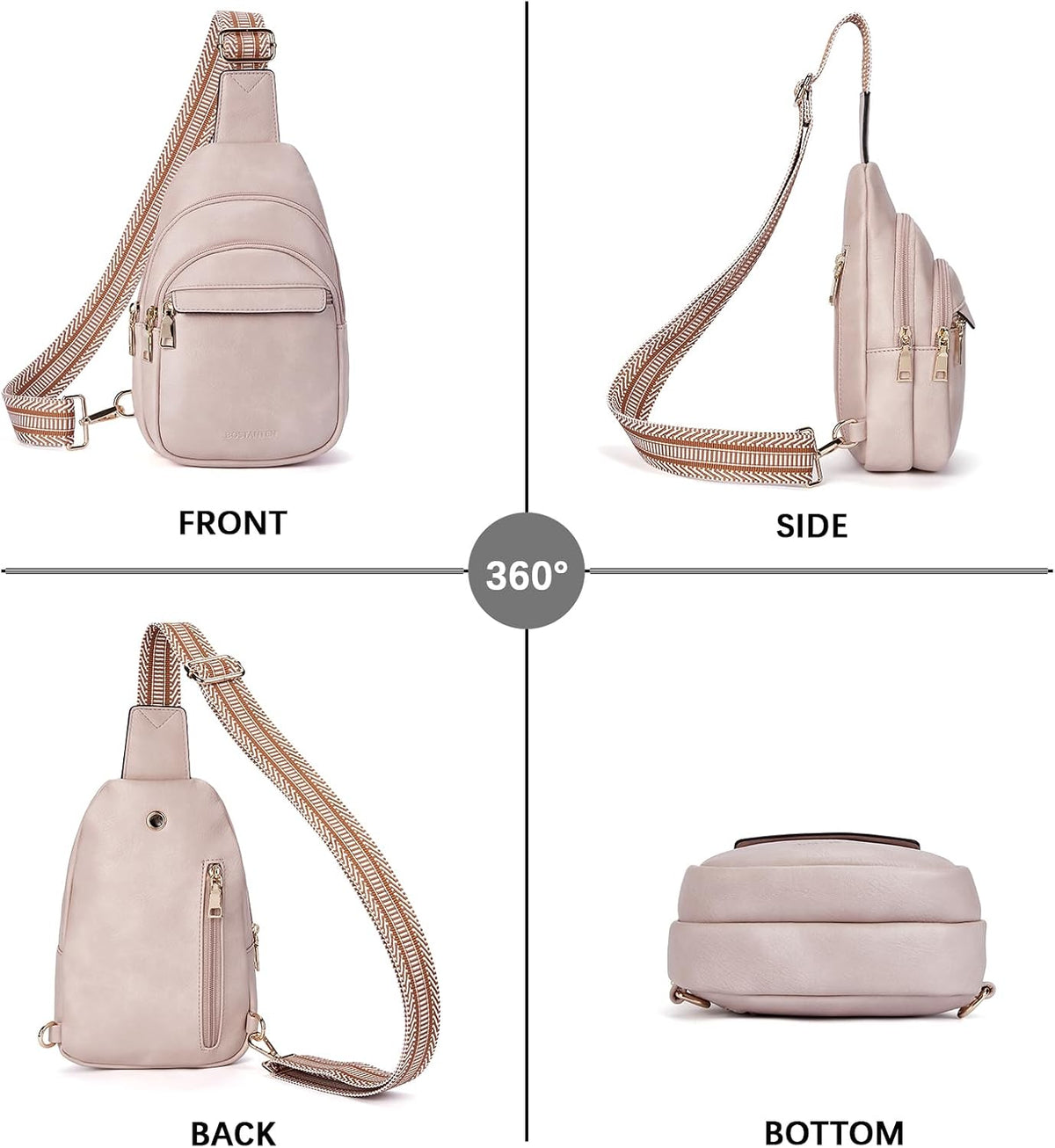 Sling Bag for Women Leather Crossbody Bags Fanny Pack Chest Bag for Travel