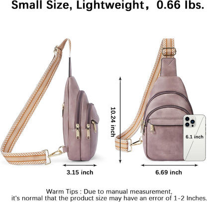 Sling Bag for Women Leather Crossbody Bags Fanny Pack Chest Bag for Travel