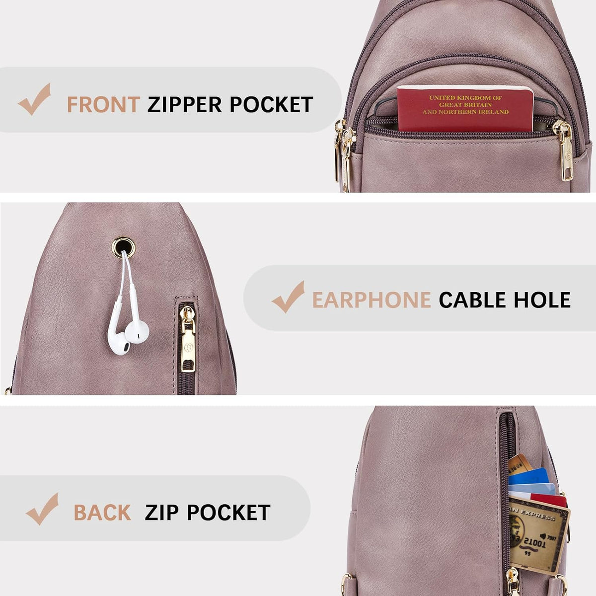 Sling Bag for Women Leather Crossbody Bags Fanny Pack Chest Bag for Travel