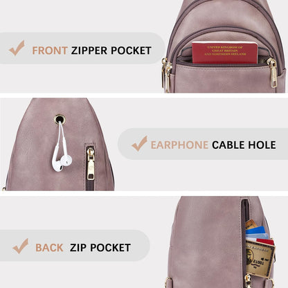 Sling Bag for Women Leather Crossbody Bags Fanny Pack Chest Bag for Travel