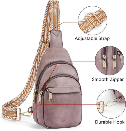 Sling Bag for Women Leather Crossbody Bags Fanny Pack Chest Bag for Travel