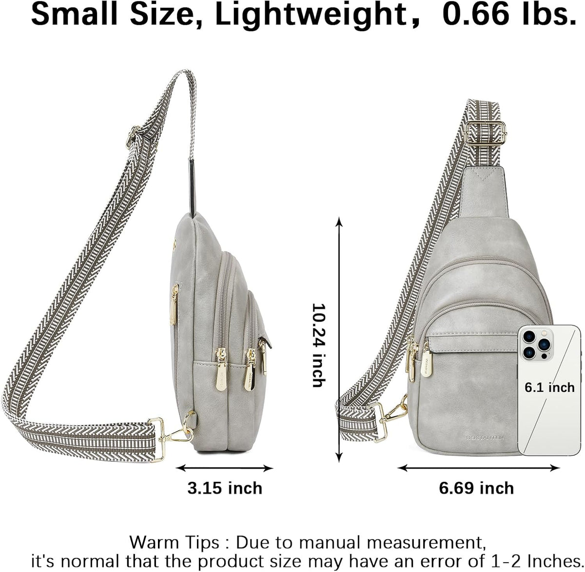 Sling Bag for Women Leather Crossbody Bags Fanny Pack Chest Bag for Travel
