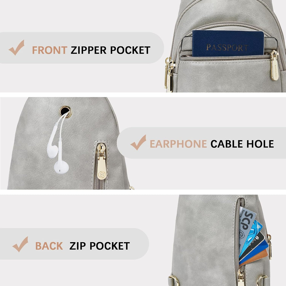 Sling Bag for Women Leather Crossbody Bags Fanny Pack Chest Bag for Travel