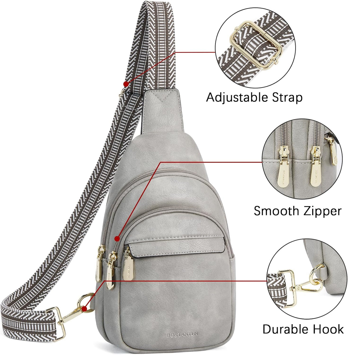 Sling Bag for Women Leather Crossbody Bags Fanny Pack Chest Bag for Travel