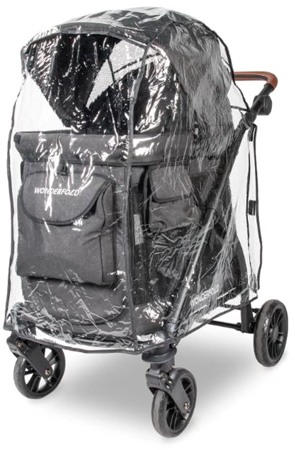 Stroller Rain Cover Made with Lightweight Transparent Sheet Featuring Small Ventilation Holes and Hook and Loop Closure Entrance for Easy Access (M1, One Size)