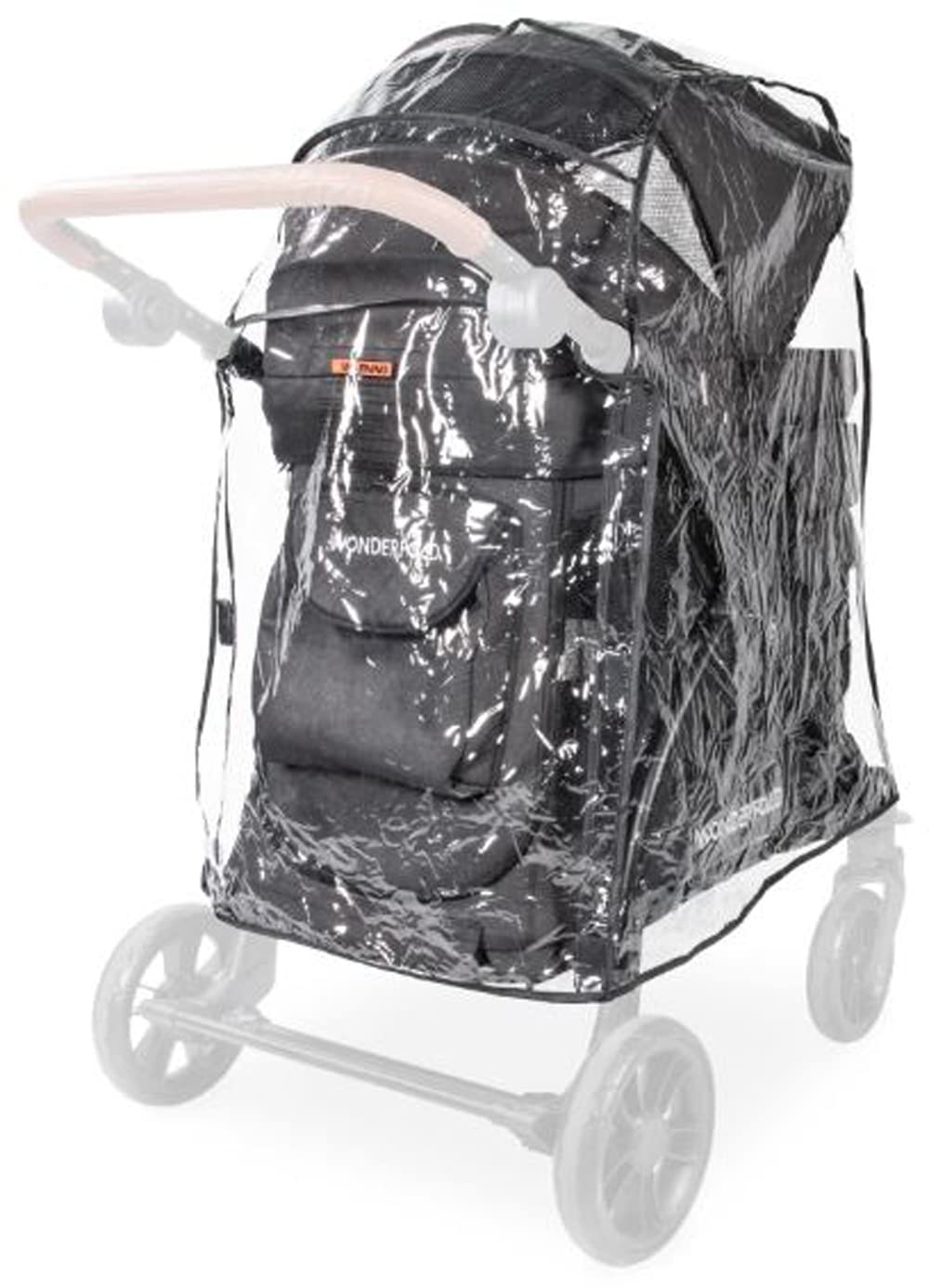 Stroller Rain Cover Made with Lightweight Transparent Sheet Featuring Small Ventilation Holes and Hook and Loop Closure Entrance for Easy Access (M1, One Size)