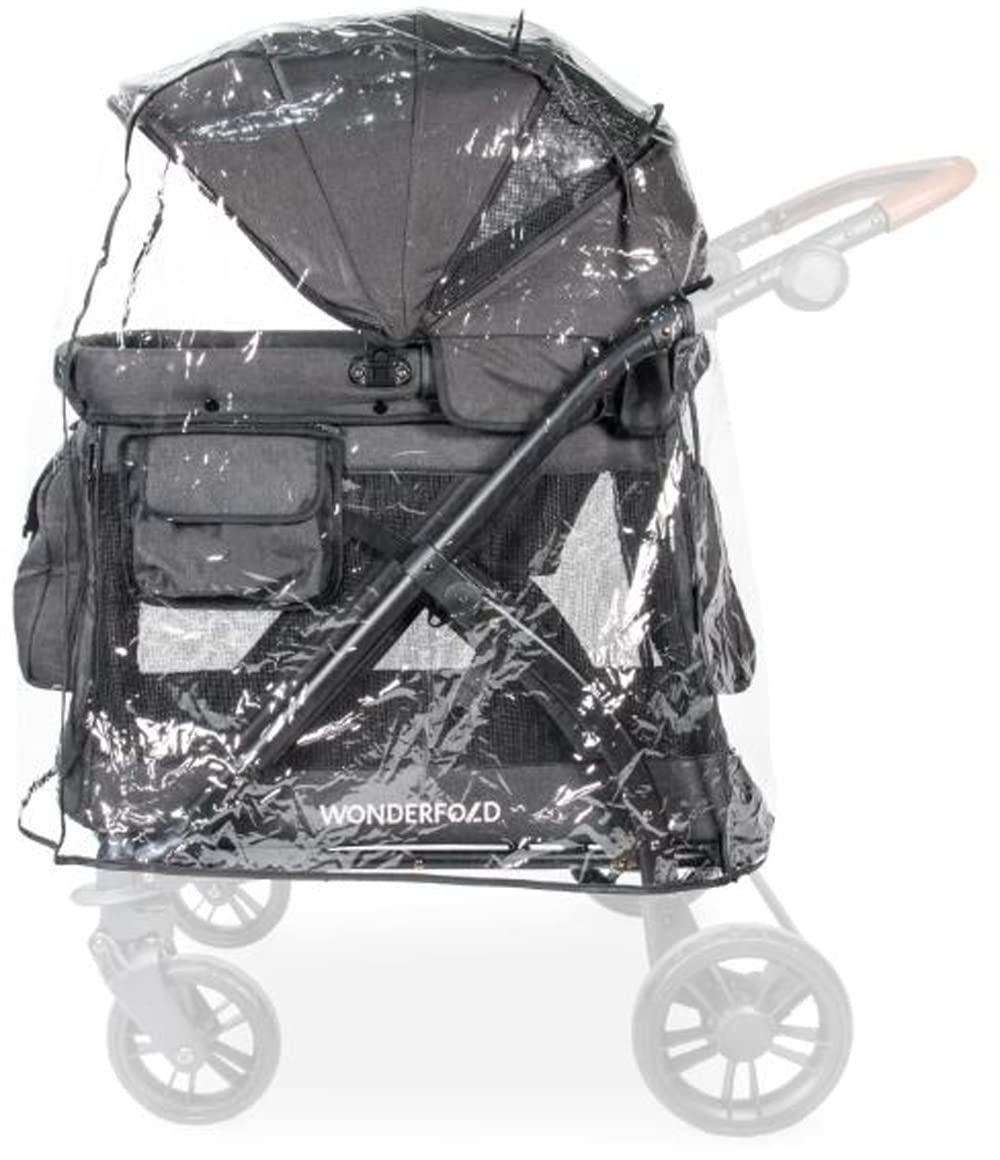Stroller Rain Cover Made with Lightweight Transparent Sheet Featuring Small Ventilation Holes and Hook and Loop Closure Entrance for Easy Access (M1, One Size)