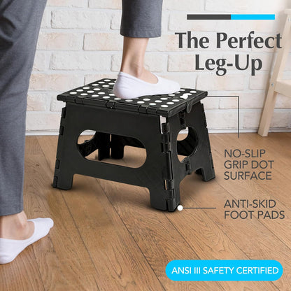 Folding Step Stool 9 Inch, Pink, Non-Slip Holds 300 lbs